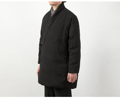 Chaqueta Acolchada Estilo Chino de Algodón y Lino para Hombre - Image 11