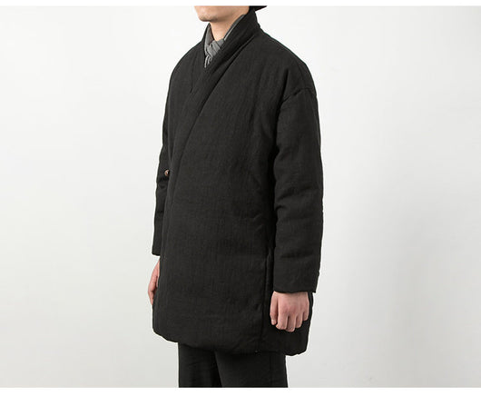 Chaqueta Acolchada Estilo Chino de Algodón y Lino para Hombre - Image 11