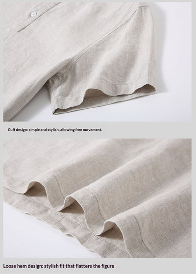 Camisa de Lino Puro para Hombre con Cuello Italiano - Image 19