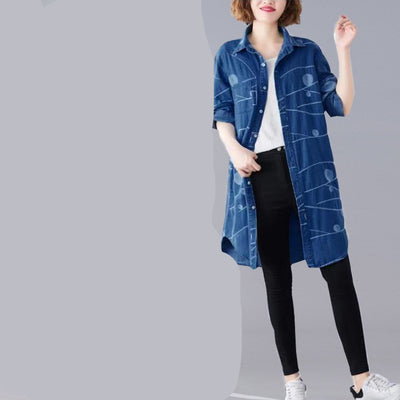 Chaqueta Denim Oversize con Bordados Artísticos Retro - Image 5