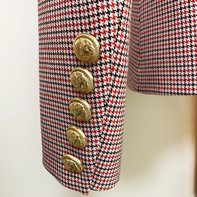 Blazer Cuadros Pied de Gallo Mujer Doble Botonadura Manga Larga - Image 8