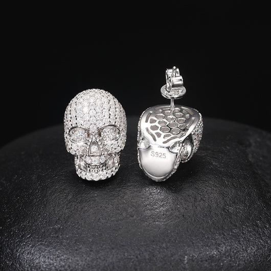 Aretes de Calavera en Plata S925 con Moissanita Brillante - Image 18