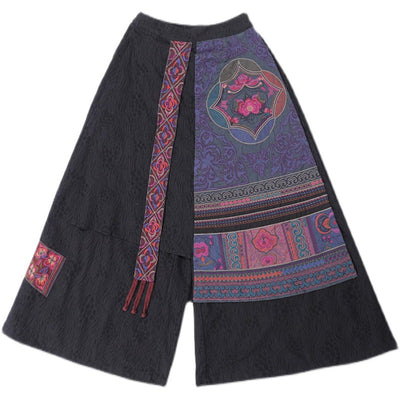Pantalón Ancho Bordado Estilo Nacional con Detalle de Borlas - Image 6