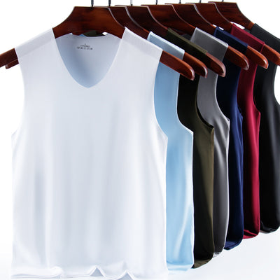 Chaleco Deportivo Ice Silk sin Costuras para Hombre - Camiseta sin Mangas Cuello V - Image 8