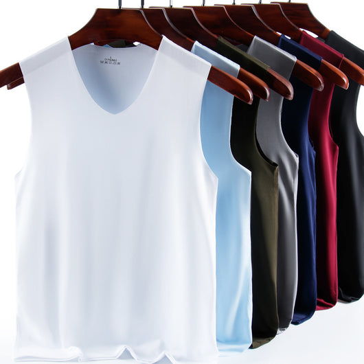 Chaleco Deportivo Ice Silk sin Costuras para Hombre - Camiseta sin Mangas Cuello V - Image 8