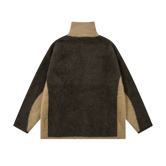 Suéter Oversize Patchwork Cuello Alto Comodidad Total - Image 20