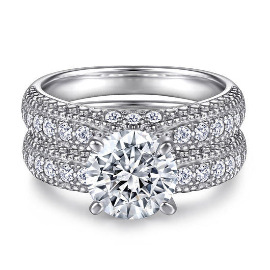 Anillo de Plata Esterlina para Pareja con Circón Brillante - Image 9