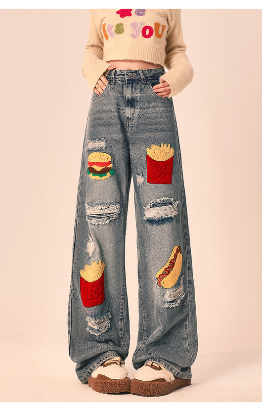 Pantalones Vaqueros Rotos Oversized de Pierna Recta Ancha para Mujer - Image 8