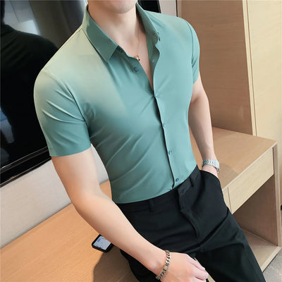 Camisa Deportiva Elástica de Manga Corta para Hombre - Image 37