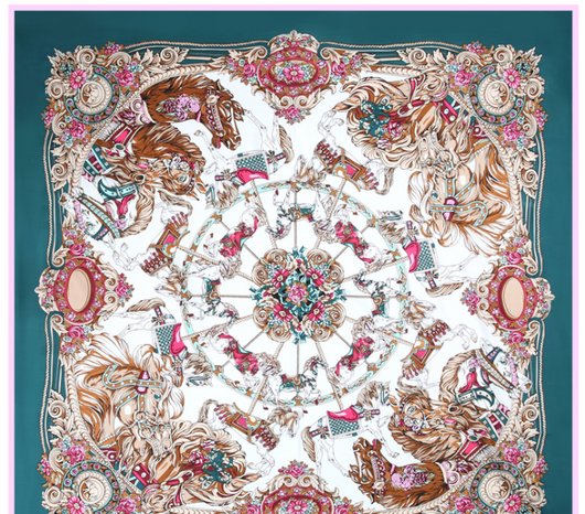 Pañuelo de Seda Twill Estampado Flores y Aves Jungle 130cm Protección Solar - Image 48