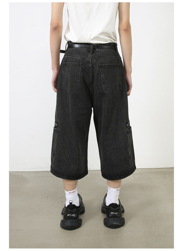 Shorts de Mezclilla Holgados Personalizados para Hombre - Estilo Street Cropped