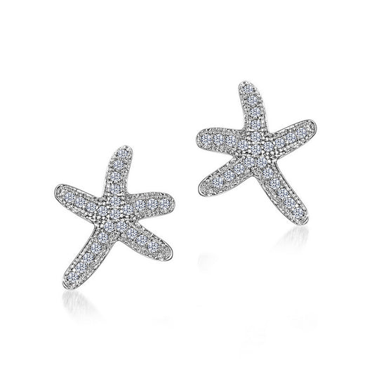 Aretes de Plata Esterlina Baño de Platino Circonitas Estrella de Mar - Image 10