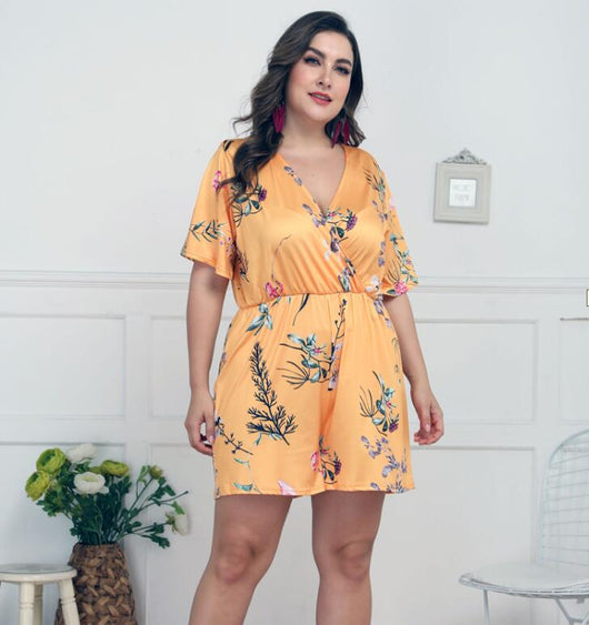 Enterizo Corto Casual con Escote Profundo y Estampado - Image 3