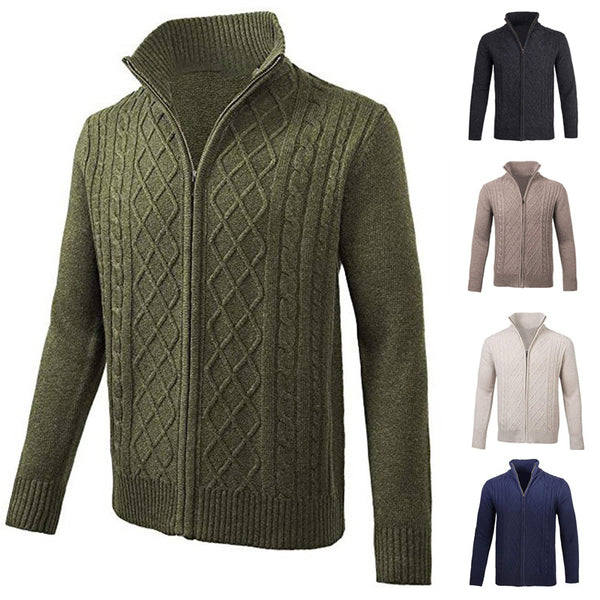 Cardigan de cuello alto con cierre y mangas largas