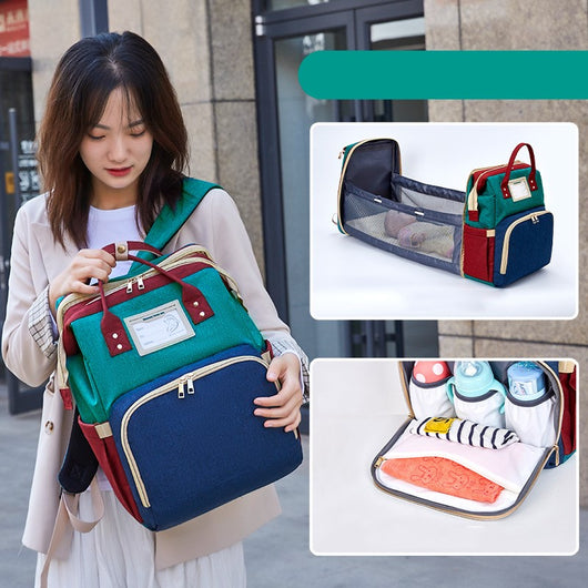 Bolsa Cambiador Mochila Plegable con Carga USB en Tela Oxford - Image 3