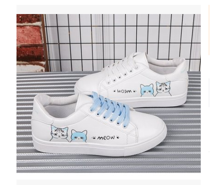Zapatillas Deportivas Casual para Mujer con Diseño de Gatito - Blancas de PU - Image 4