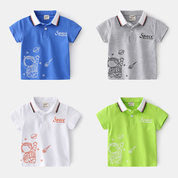 Camisa Infantil de Manga Corta con Cuello Solapa