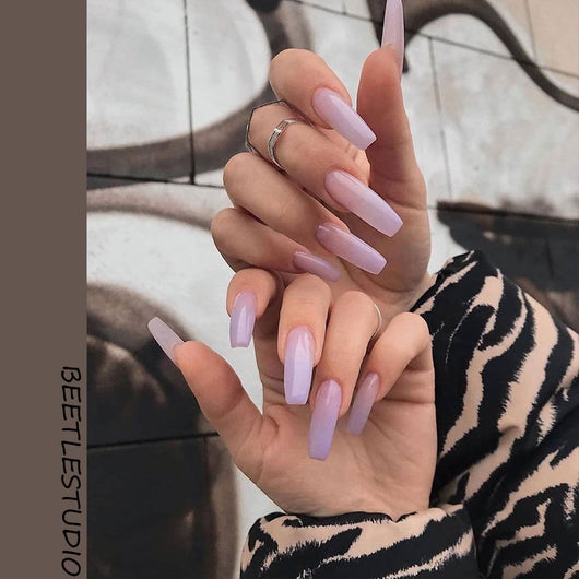 Parches de Uñas Degradado Púrpura - Diseño Adhesivo Instantáneo