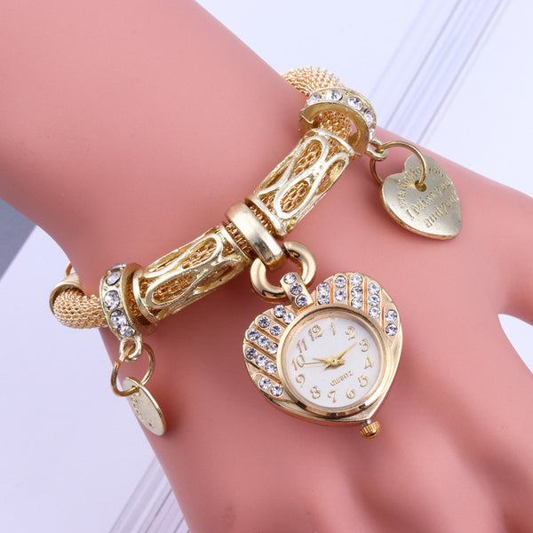 Reloj Pulsera Acero Corazón Durazno Vintage - Image 10
