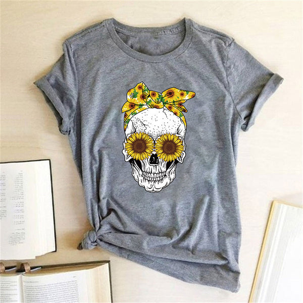 Playera Estampada Casual de Cuello Redondo