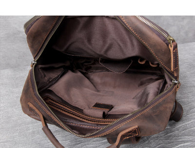 Mochila de Cuero Genuino Estilo Retro - Bolsa de Viaje Artesanal Piel Vacuno Primera Capa - Image 24