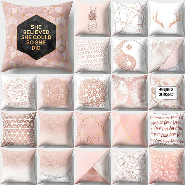 Funda de Cojín para Sofá Tela Melocotón Terciopelo Rose Gold