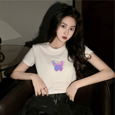 Playera Reflectante con Mariposa para Parejas - Diseño Rojo Moderno - Image 11