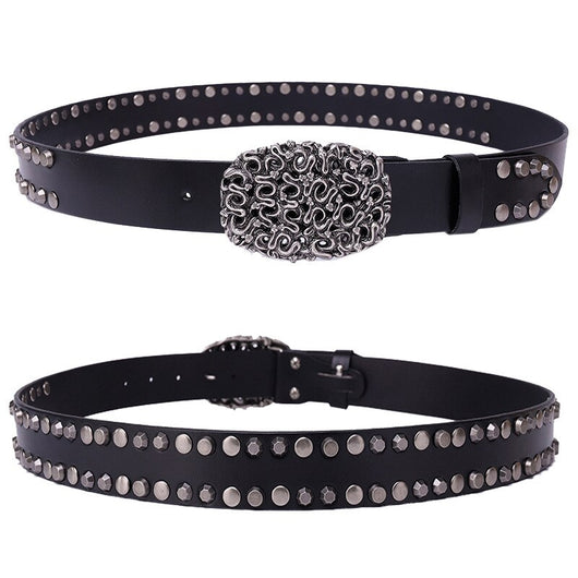 Cinturón de Cuero Genuino con Remaches para Hombre - Estilo Trend - Image 3