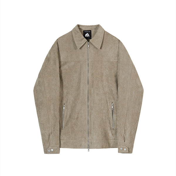 Chaqueta Cargo Suede Oversize con Solapa Corta - Estilo Casual Moderno