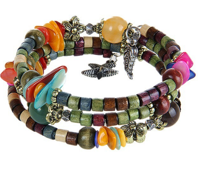 Pulsera de Madera Vintage con Cuentas Budistas y Detalles en Concha - Image 4