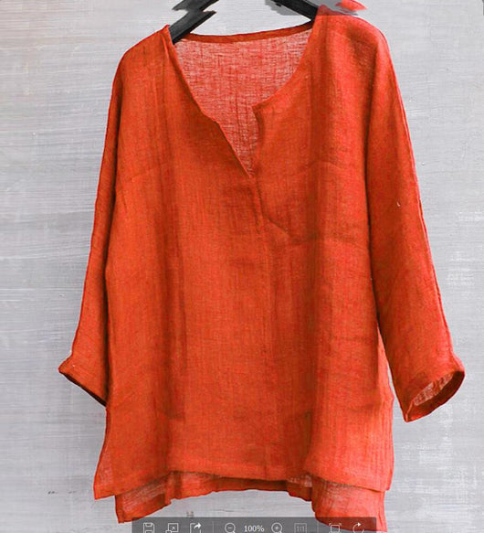 Camisa de Algodón y Lino con Cuello Mao - Image 7