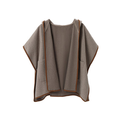 Poncho Capa de Lana Reversible con Patrón Espiga y Capucha - Image 4