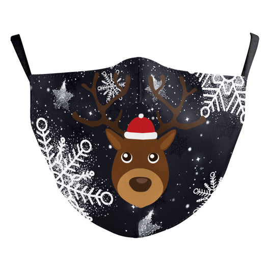 Christmas dust mask with a digital print of a black and white dog wearing a Santa hat and holding a candy cane. - Image 17
