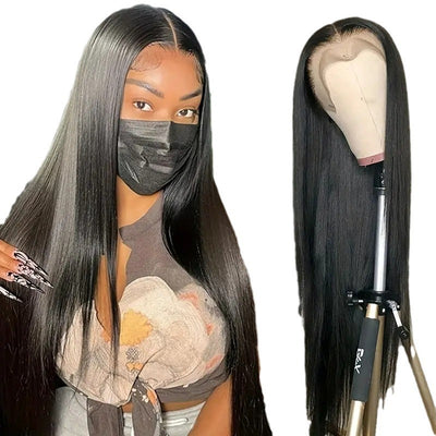 Peluca Frontal de Encaje para Mujer Cabello Liso Largo Estilo Europeo Americano - Image 5