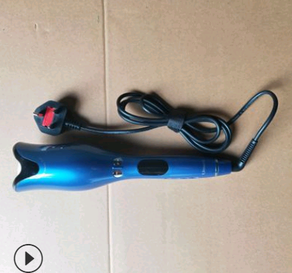 Black automatic curling iron with a digital temperature display and control buttons, featuring a curved barrel and swivel cord. - Image 11