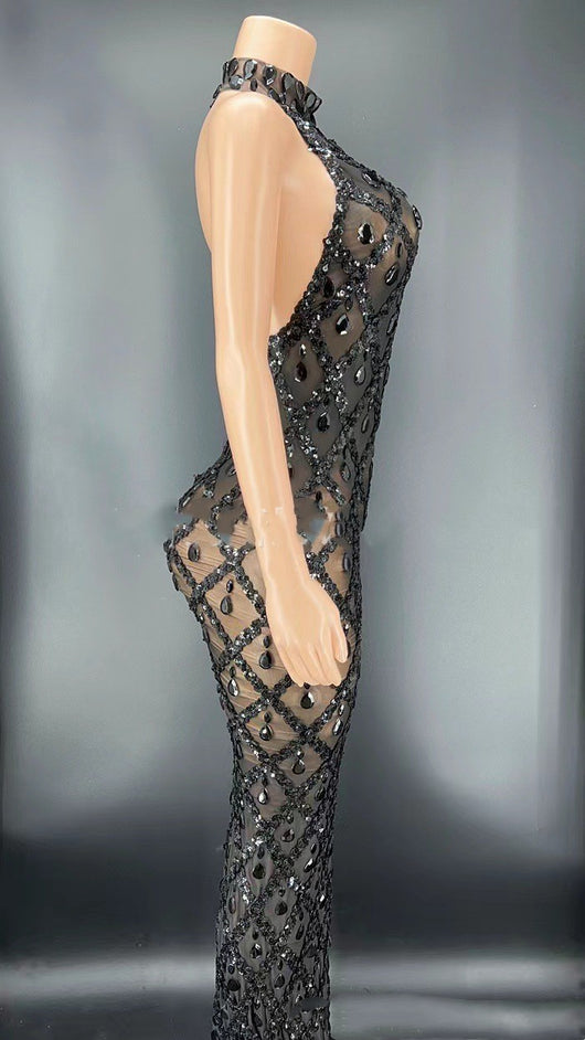Disfraz de Cantante Negra para Escenario - Vestido Elegante para Presentaciones Nocturnas - Image 3