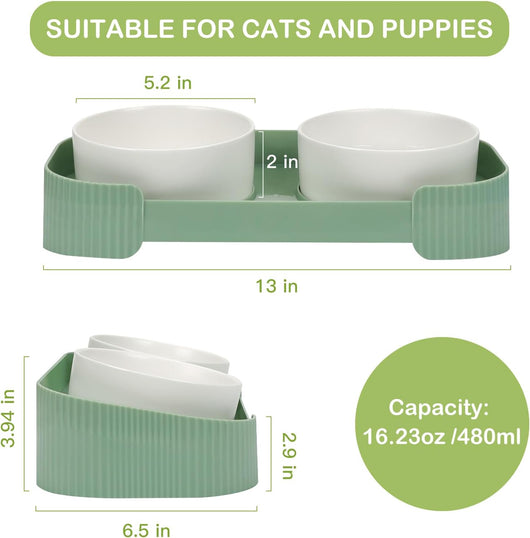 Comederos Elevados para Gatos de Cerámica 15° Antivómito con Base Antideslizante - Image 3