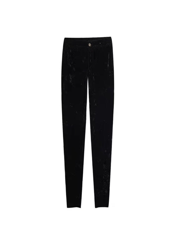 Pantalones Slim de Cintura Alta con Elástico y Puños Ajustados