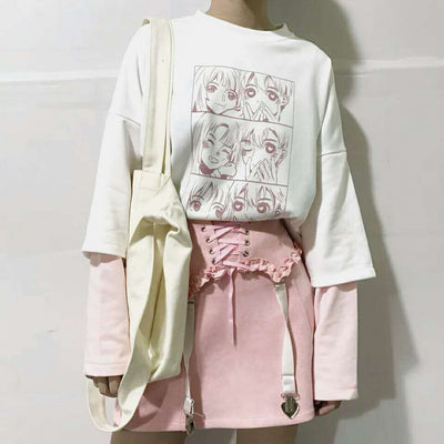 Blusa blanca con mangas bicolor efecto dos piezas - Image 7