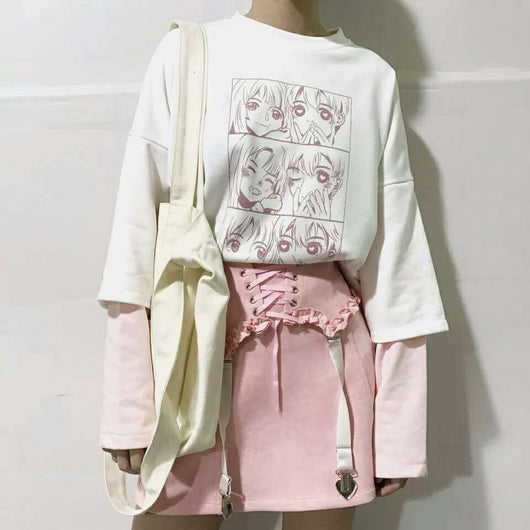 Blusa blanca con mangas bicolor efecto dos piezas - Image 7