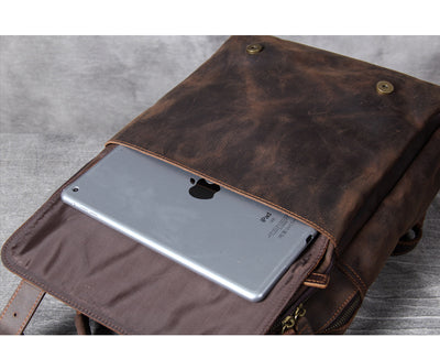 Mochila de Cuero Genuino Estilo Retro - Bolsa de Viaje Artesanal Piel Vacuno Primera Capa - Image 20