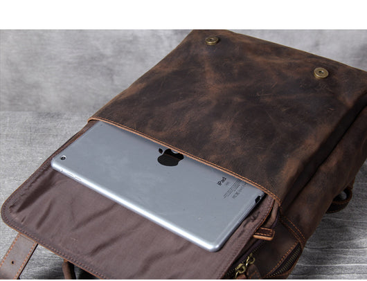 Mochila de Cuero Genuino Estilo Retro - Bolsa de Viaje Artesanal Piel Vacuno Primera Capa - Image 20