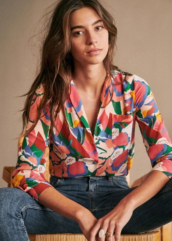 Blusa de Seda con Estampado Floral Elegante