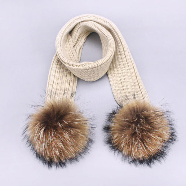 Set Gorro y Bufanda Doble Lana con Pompones para Niños