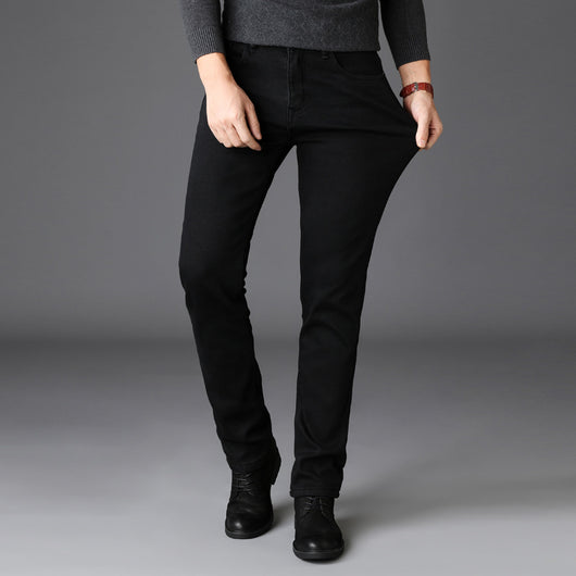Pantalones Vaqueros Negros Slim Fit Elásticos para Hombre - Estilo Coreano Moderno - Image 3