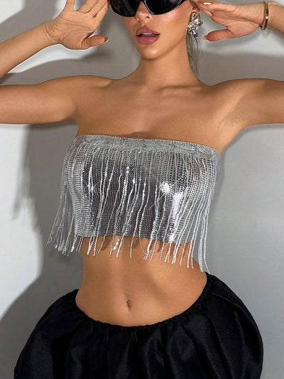 Top Tubo Metálico con Borlas Elegante - Image 11