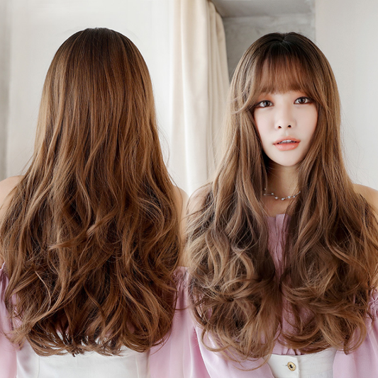 Peluca Larga Ondulada con Rizos Voluminosos - Cabello Sintético Natural Realista