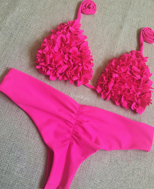 Bikini Triangular Floral Cosido - Estilo Europa Tendencia - Image 25