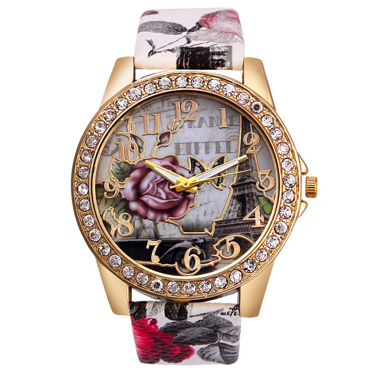 Reloj Pulsera Estilo Retro Coreano con Patrón de Rosas para Mujer - Image 10