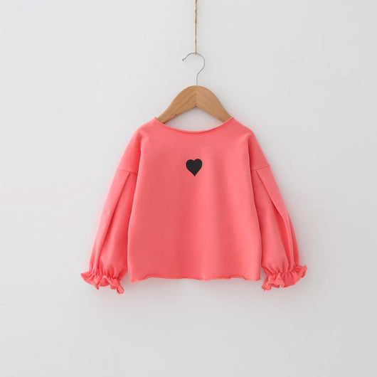 Blusa Infantil Coreana con Mangas Voluminosas y Estampado de Amor - Image 5